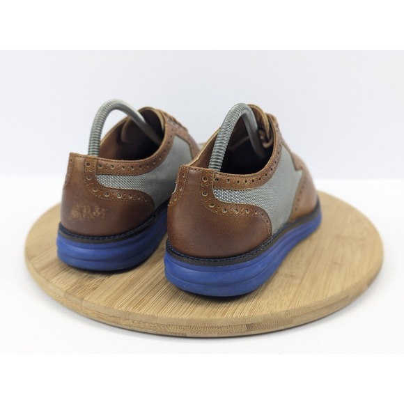 Donald Pliner Dress Sneakers Mens 8 8.5 Wingtip Brown Blue Leather Shoes - Picture 4 of 12